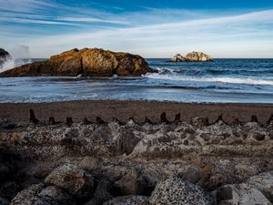 Preview wallpaper rock, sea, coast, nature, stones