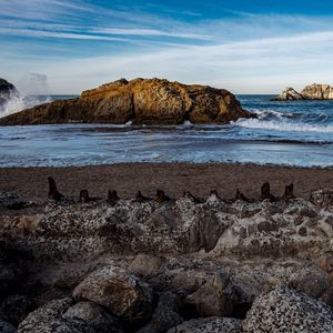 Preview wallpaper rock, sea, coast, nature, stones