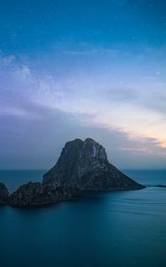 Preview wallpaper rock, sea, evening, sky