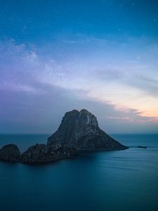 Preview wallpaper rock, sea, evening, sky
