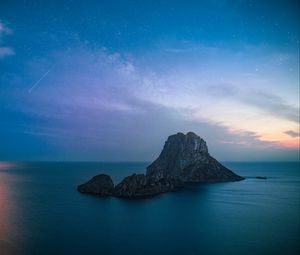 Preview wallpaper rock, sea, evening, sky