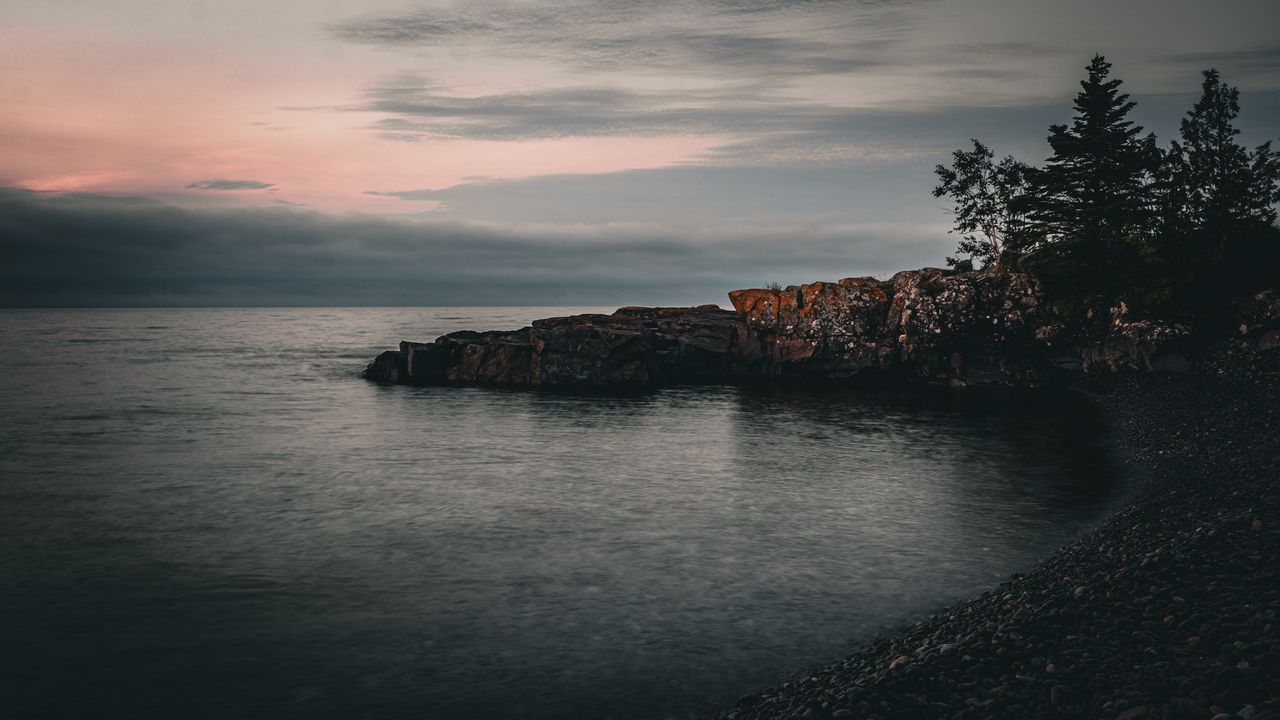 Wallpaper rock, sea, evening, nature