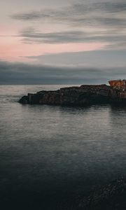 Preview wallpaper rock, sea, evening, nature