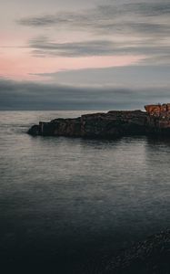 Preview wallpaper rock, sea, evening, nature