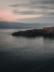 Preview wallpaper rock, sea, evening, nature