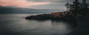 Preview wallpaper rock, sea, evening, nature