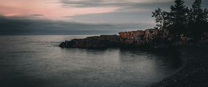 Preview wallpaper rock, sea, evening, nature