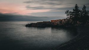 Preview wallpaper rock, sea, evening, nature