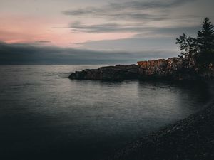 Preview wallpaper rock, sea, evening, nature