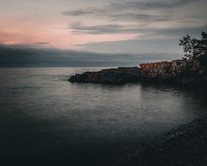 Preview wallpaper rock, sea, evening, nature