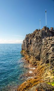 Preview wallpaper rock, sea, relief, horizon, nature