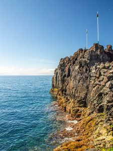 Preview wallpaper rock, sea, relief, horizon, nature