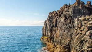 Preview wallpaper rock, sea, relief, horizon, nature