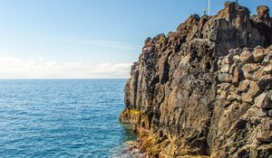 Preview wallpaper rock, sea, relief, horizon, nature