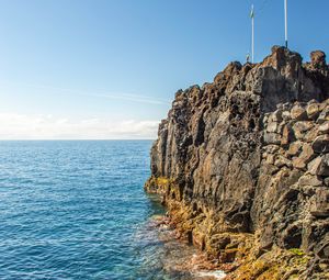 Preview wallpaper rock, sea, relief, horizon, nature