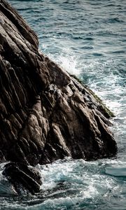 Preview wallpaper rock, sea, splashes, foam