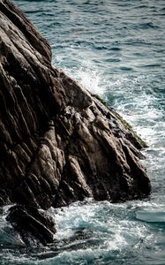Preview wallpaper rock, sea, splashes, foam