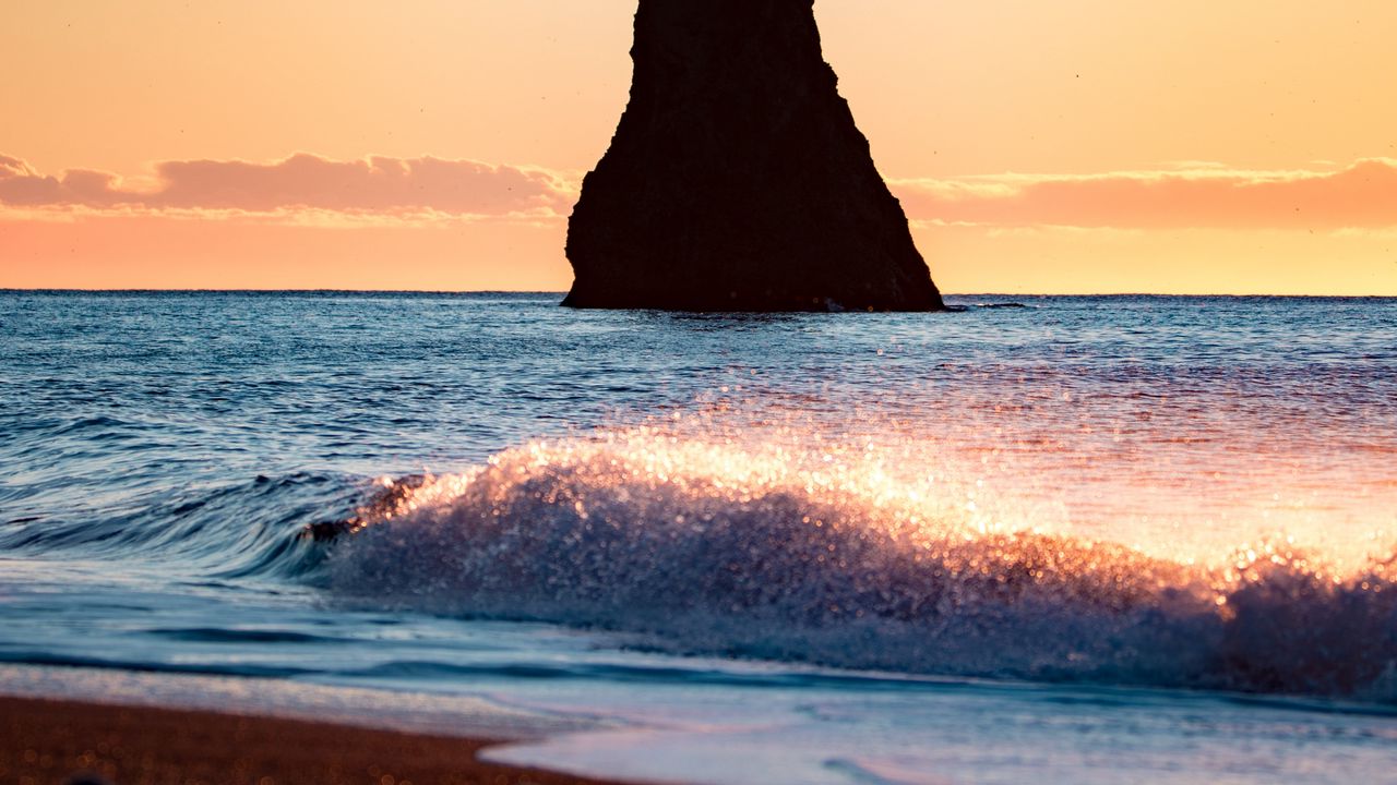 Wallpaper rock, sea, waves, coast, beach