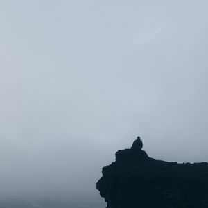 Preview wallpaper rock, silhouette, alone, bw