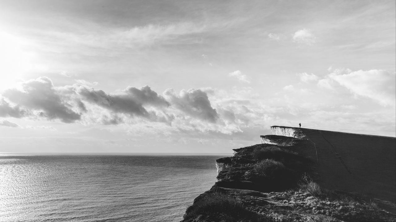 Wallpaper rock, silhouette, bw