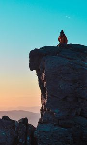 Preview wallpaper rock, silhouette, height, mountains, stone