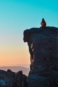 Preview wallpaper rock, silhouette, height, mountains, stone