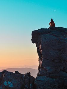 Preview wallpaper rock, silhouette, height, mountains, stone