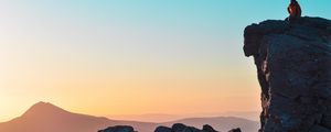 Preview wallpaper rock, silhouette, height, mountains, stone