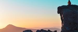 Preview wallpaper rock, silhouette, height, mountains, stone