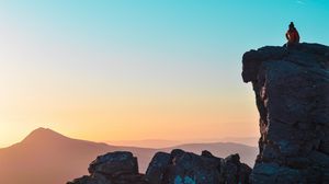 Preview wallpaper rock, silhouette, height, mountains, stone