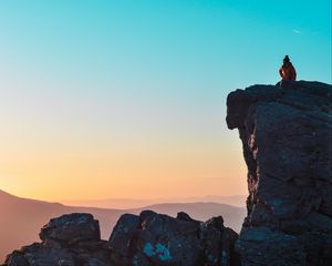 Preview wallpaper rock, silhouette, height, mountains, stone