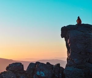 Preview wallpaper rock, silhouette, height, mountains, stone