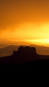 Preview wallpaper rock, silhouette, sunset, dark