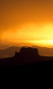 Preview wallpaper rock, silhouette, sunset, dark