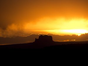 Preview wallpaper rock, silhouette, sunset, dark