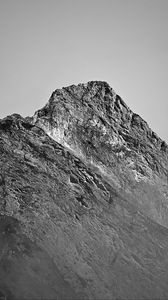 Preview wallpaper rock, slope, fog, nature, black and white