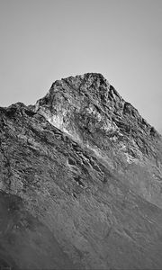Preview wallpaper rock, slope, fog, nature, black and white
