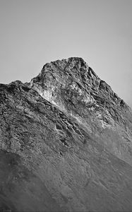 Preview wallpaper rock, slope, fog, nature, black and white