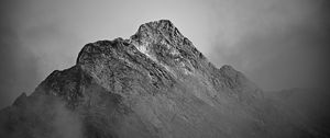 Preview wallpaper rock, slope, fog, nature, black and white
