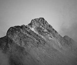 Preview wallpaper rock, slope, fog, nature, black and white