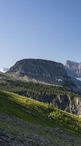 Preview wallpaper rock, slope, trees, sky