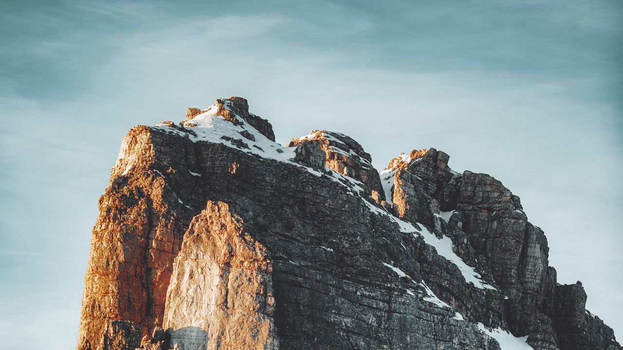 Wallpaper rock, snow, winter, nature