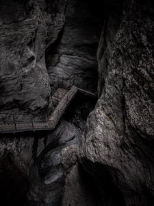 Preview wallpaper rock, stairs, mountain, gray