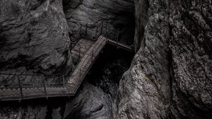 Preview wallpaper rock, stairs, mountain, gray