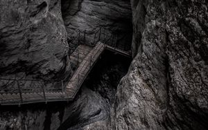 Preview wallpaper rock, stairs, mountain, gray