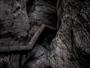 Preview wallpaper rock, stairs, mountain, gray