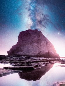 Preview wallpaper rock, starry sky, milky way, davenport, united states