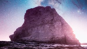 Preview wallpaper rock, starry sky, milky way, davenport, united states