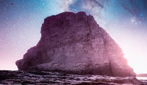 Preview wallpaper rock, starry sky, milky way, davenport, united states