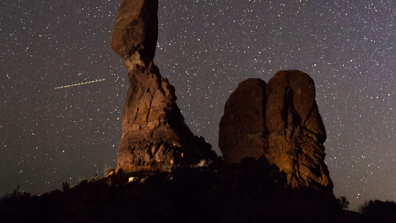 Wallpaper rock, starry sky, night, stars, dark
